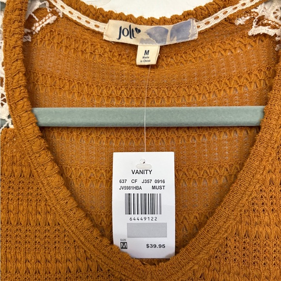 Jolt Mustard Crochet Sweater with Lace Details NWT - Picture 2 of 3